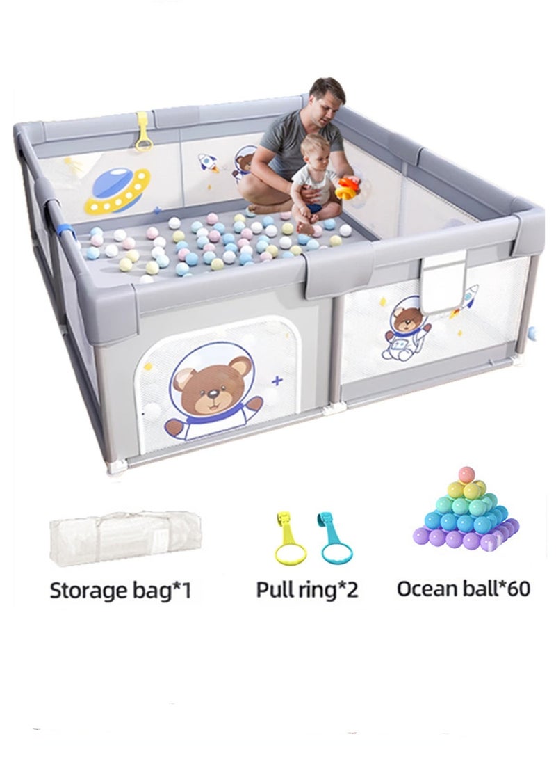 DURKU Baby Playpen, Baby and Toddler Fence, 180 x 200cm Baby Fence Play Area, Children's Playground, Portable Children's Activity Centre, Non-Slip Suction Cups and Soft, Breathable - Image 1